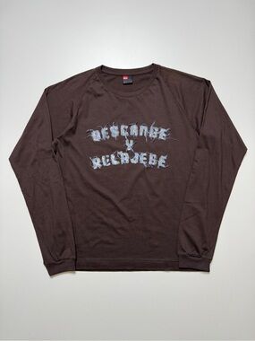 Vintage Diesel Applique Long Sleeve T-Shirt Mens Large Brown Blue Y2K